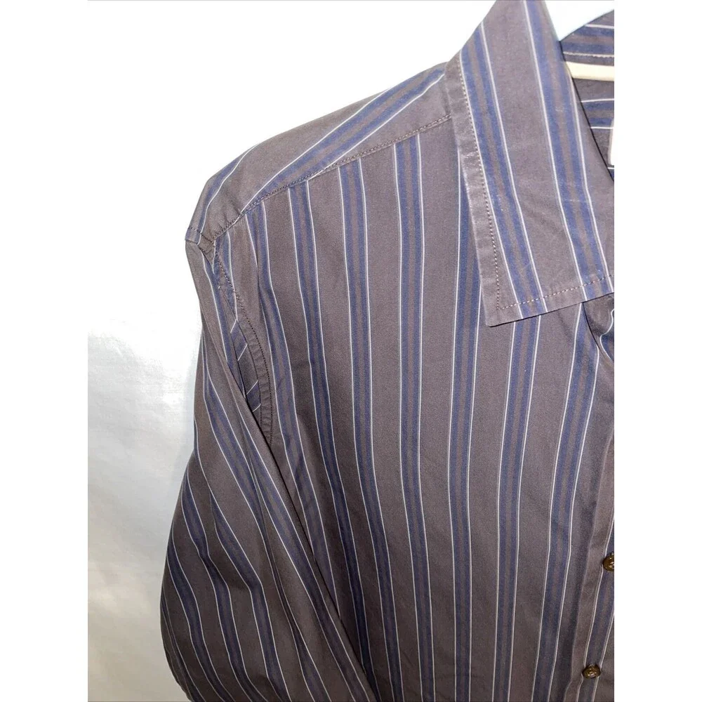 Banana Republic Dress Shirt Men’s Size Large Brown Striped Long Sleeve Button Up